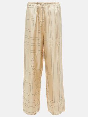 Toteme NWOT Monogram Silk Pants Ivory 36